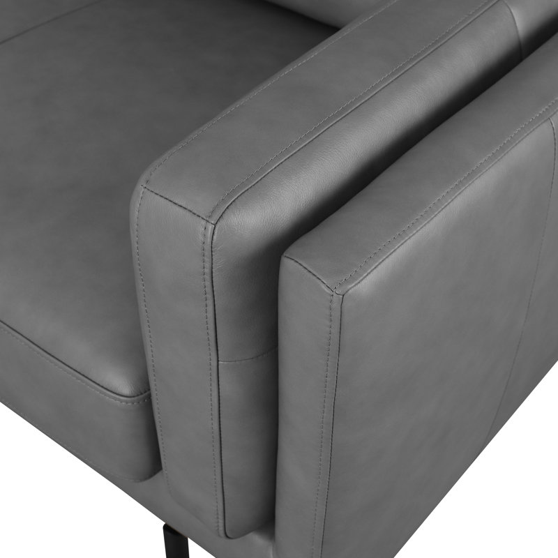 Canapé en cuir Lynnhurst, Cuir véritable gris