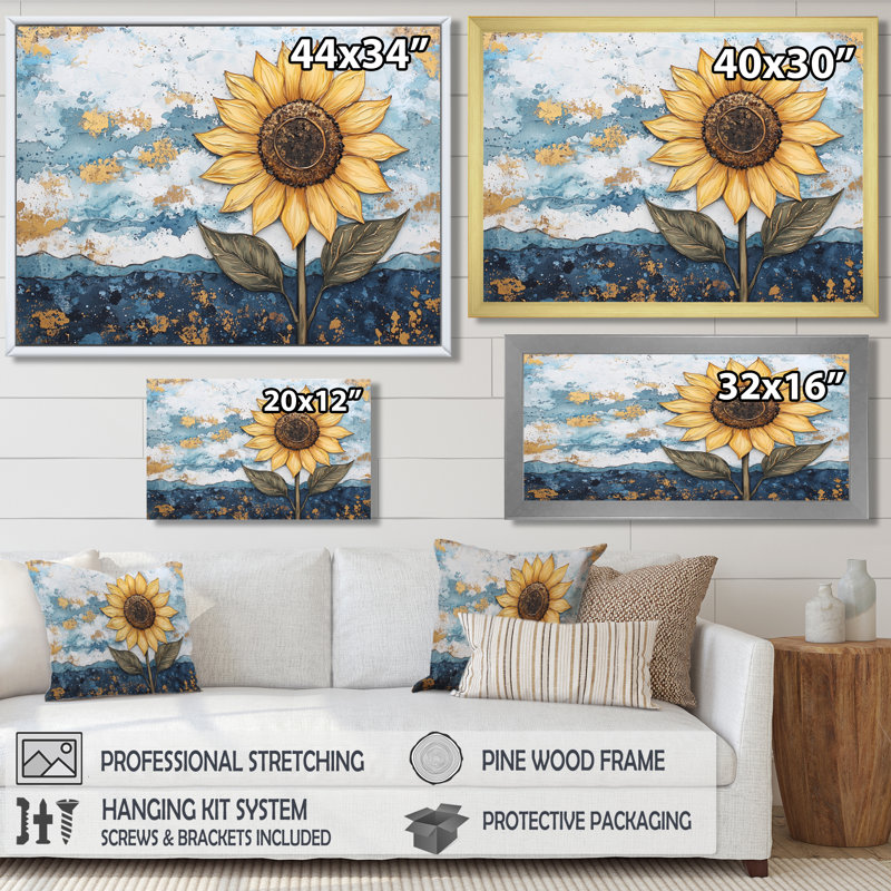 Marbre symphonie d'un tournesol I - décoration murale tournesol, H 12 po x l 20 po, Blanc