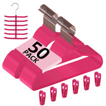 Zober Non Slip Kid's Velvet Clothing Hangers, 50 Pack, Pink 