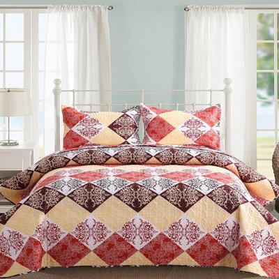 Ensemble de courtepointe en patchwork pour grand lit - Couvre-lit floral léger et doux Boho avec taies décoratives, style bohémien pour le décor de la chambre à coucher