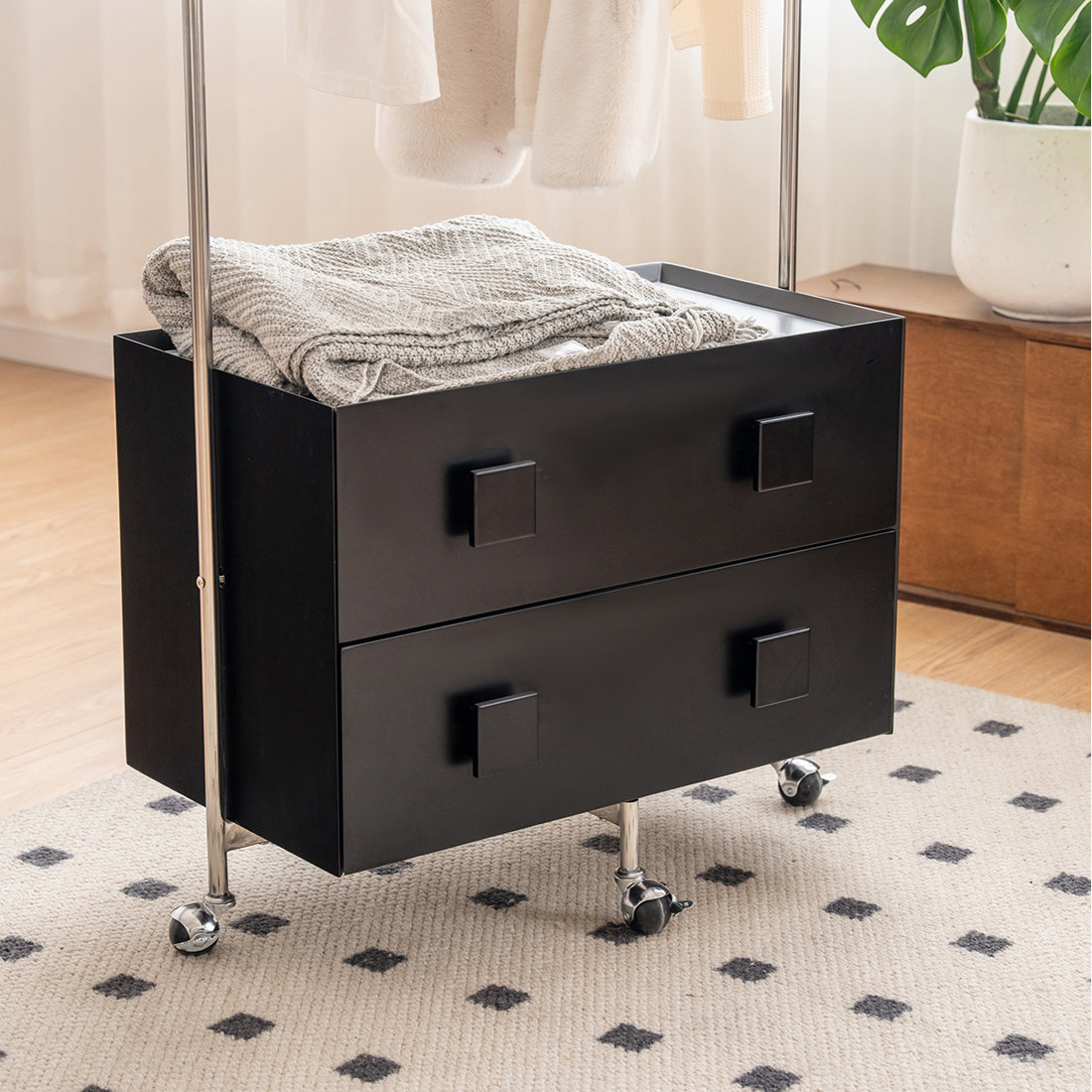 PPEDKS Movable Coat Rack with Drawers | Wayfair