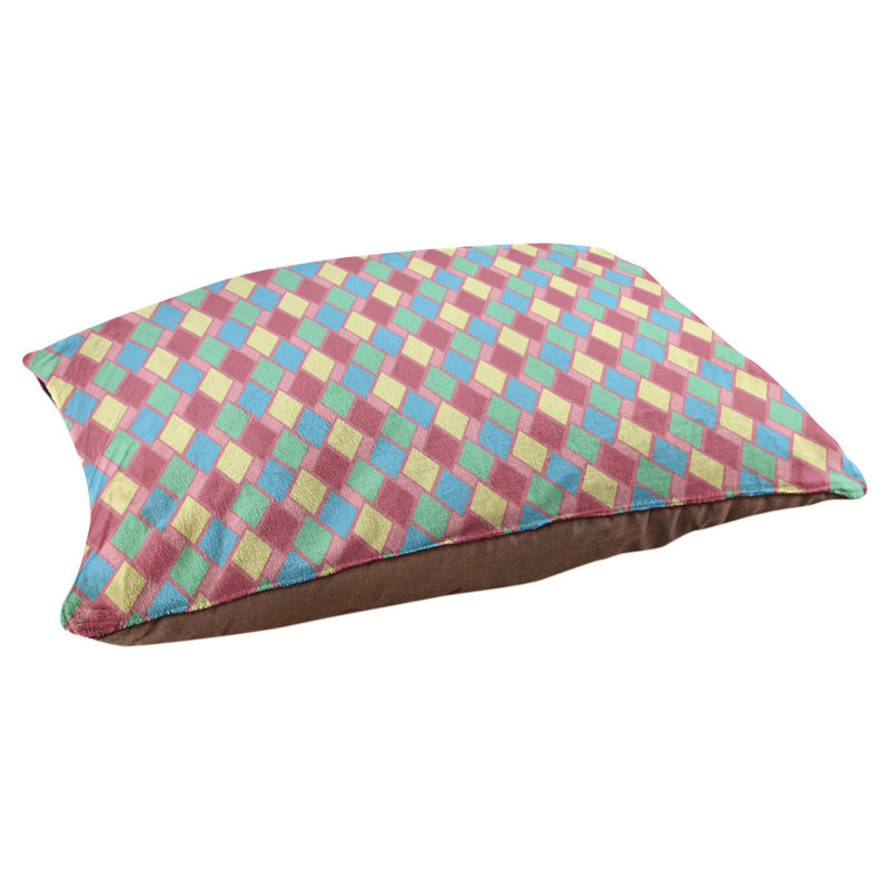 Coussin de diamants rétro Byrge, Moyen (l 30 po x P 20 po x H 10 po), Rose / bleu / jaune
