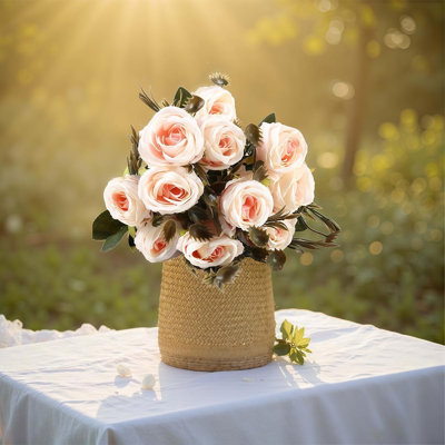 4 pièces bouquet de fleurs roses artificielles - arrangements floraux artificiels pour vase, décoration de mariage de bureau à domicile et décoration de table florale, parfait pour la décoration d'Halloween, la décoration d'automne et la décoration de Noël