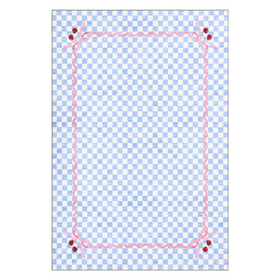 Tapis lavable antidérapant à carreaux rosés et à carreaux de cerise Coquette esthétique à poils doux résistant aux marques de tapis pour le salon Chambre à coucher Chambre d'enfant