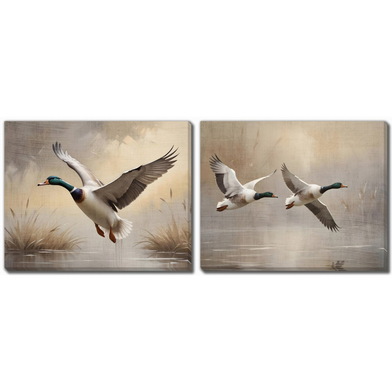 Soaring Mallards Canvas Wall Art Set