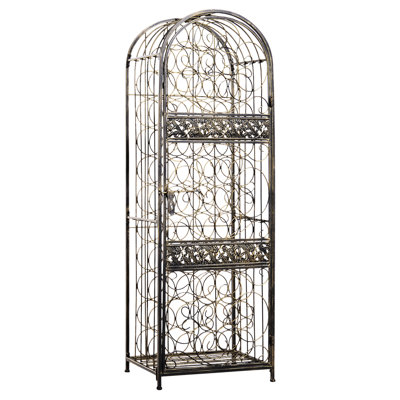 45 Bottle Wrought Iron Wine Storage With Lock - , Antique Bronze, Appealing Look, 18.27"w X 14.3"d 52"h Container Classy Option,