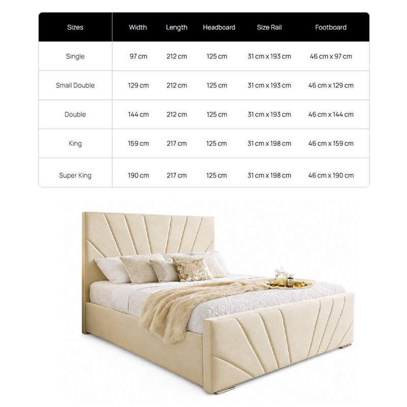 Upholstered Bed, Black, Double (4'6)