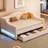 Twin Xl Linen Upholstered Daybed In Beige With Led Lighting, 2 Storage Drawers, And Functional Design Upholstery, Belt, Slats For Consistent Use-589101755