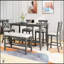 Ensemble de salle à manger 6 pièces à hauteur de comptoir avec table, tablette, 4 chaises et banc pour une salle à manger élégante-1460633511-1460633510-1460633509