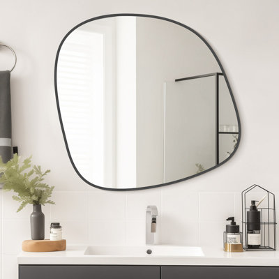 Miroir mural irrégulier, miroir en bois asymétrique