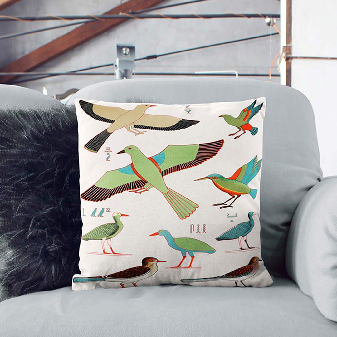 Bird Illustrations Cushion with Filling