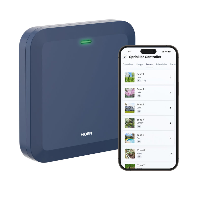 16-Zone Smart Sprinkler Controller, Wi-Fi Connectible Smart Irrigation System With Automatic Water Timer