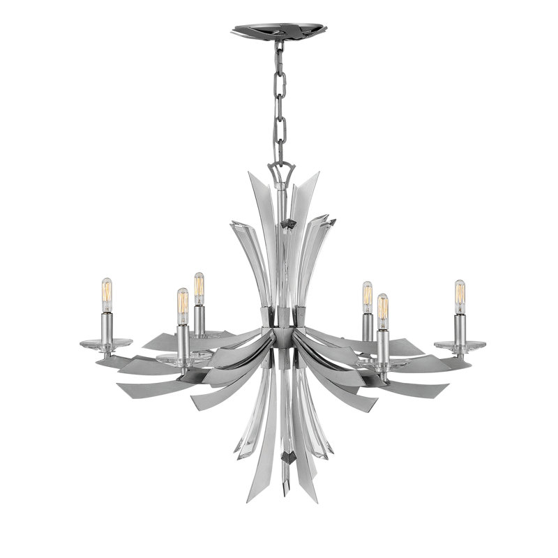 Lustre à six lumières 29,25 po à un niveau avec accents en cristal Vida