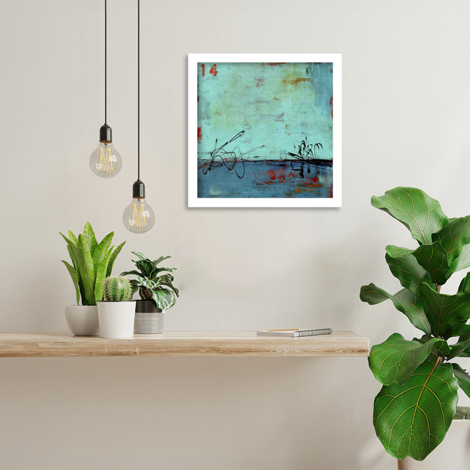 Blue Bay Marina No. 2 Print by Erin Ashley, 13" H x 13" W, White