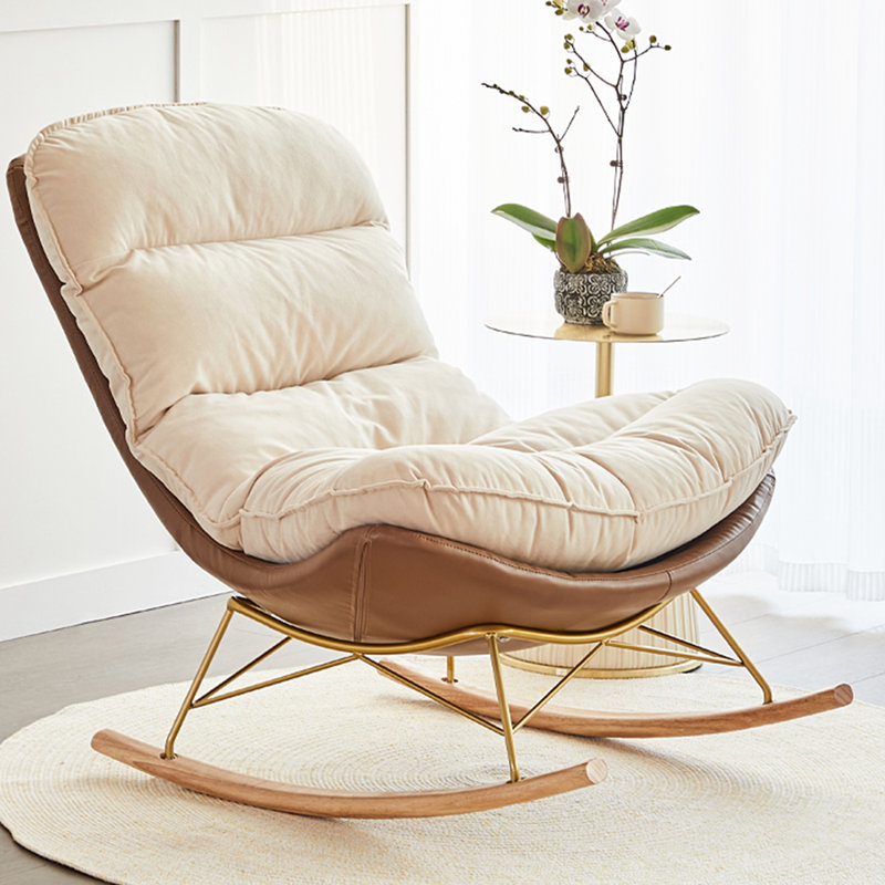 Chaise berçante élégante, confortable et décontractée, Brun / or