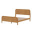 Structure de lit en bois avec tête de lit arrondie courbée, lambris vertical, lit plateforme de ferme avec support de lattes robustes, silencieux-132941762-132941760
