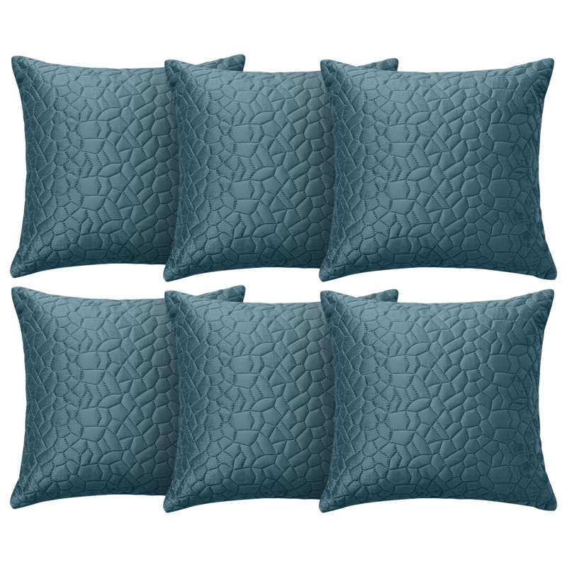 Aspire Homeware Geometric Square Velvet Cushion Covers, Teal, Pack of 6
