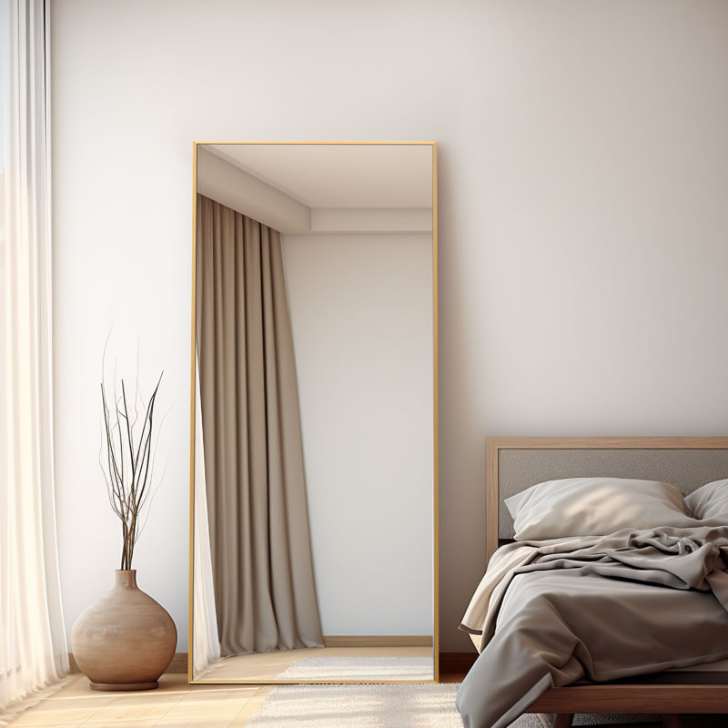 Avilynn Metal Rectangle Mirror, Gold, 71" x 31"