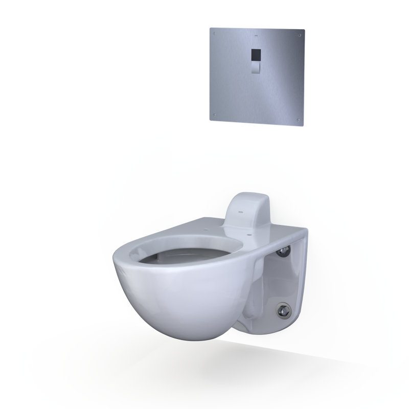 Tornado Flush Commercial Flushometer Wall-Mounted Toilet, Elongated, Cotton White