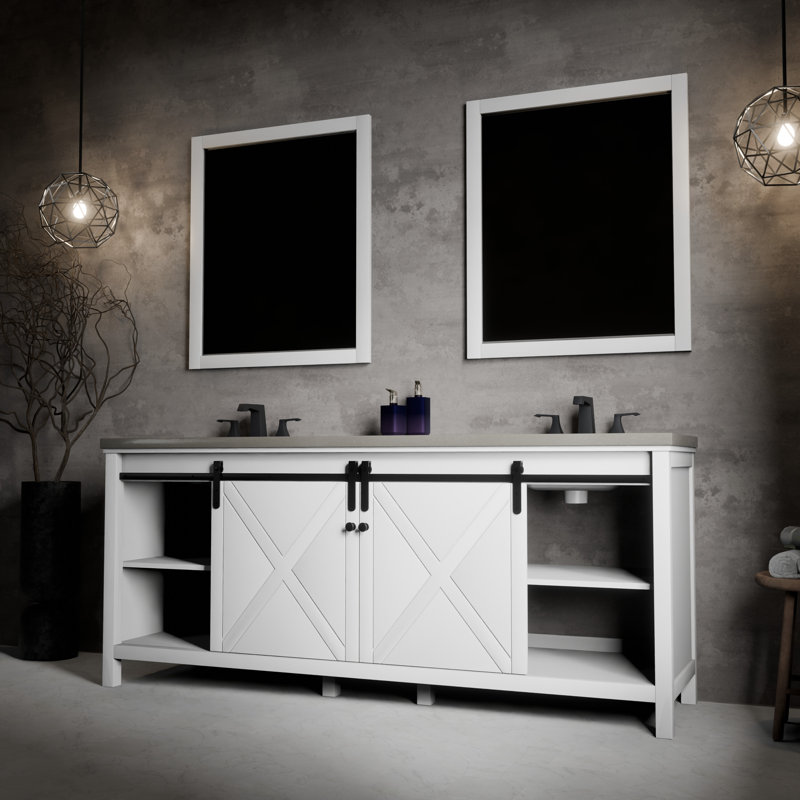 Meuble-lavabo double l 84 po x P 22 po Marsyas, Blanc