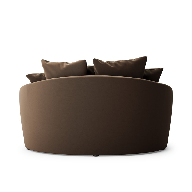 Chloe Curved 62" Round Arm Loveseat, Henry Coffee Crypton Performance Weave