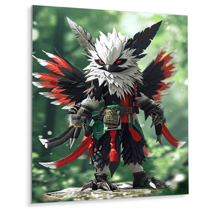 Hibou blanc à plumes fantaisie Warrior, Sans cadre, métal, H 20 po x l 12 po