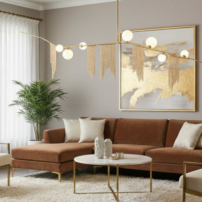 Transitional 7 Light Linear Chain Chandelier