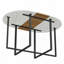 Table de salle à manger ovale en faux marbre avec bande centrale grain de bois (6 places assises)-1651493543