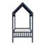Finition bleu marine lit plateforme simple lit à baldaquin en tissu, ensemble de meubles de chambre à coucher en bois moderne 1pc-277386294