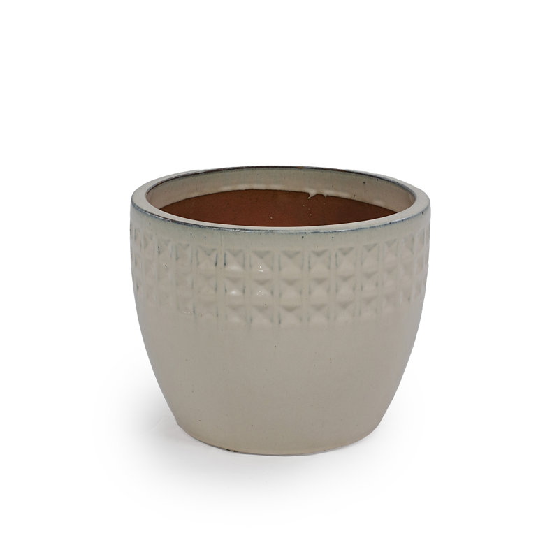 Colorful Ceramic Flowerpot, Ancient White