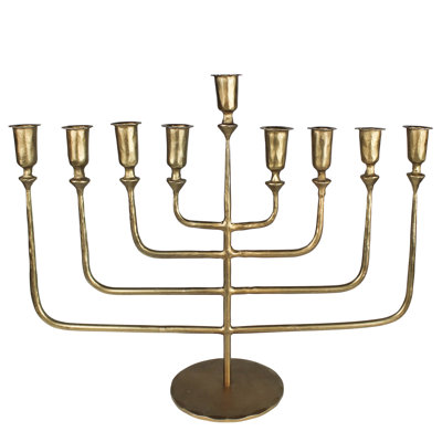 Candélabre de table en laiton 16 po Castella Hanukkah Menorah