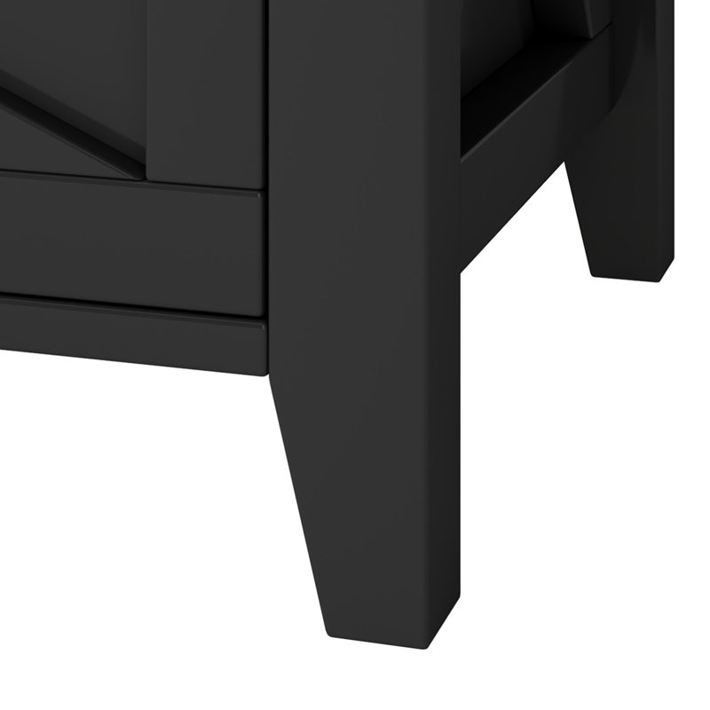 70" Farmhouse TV Cabinet With Lights, Black