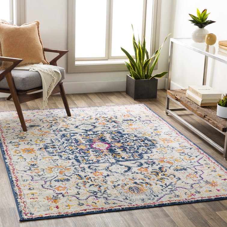 Tapis bleu marine / safran Fleeman
