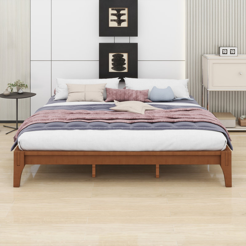 Bamboo Wood Platform Bed Frame, Brown