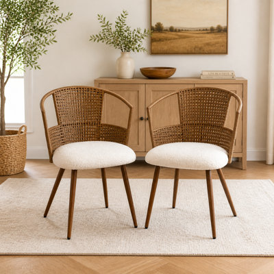 Chaise de salle à manger en similicuir, 55,5 x 58 x 79 cm, revêtement en fausse fourrure, 1 pièce, beige et marron. Le similicuir lisse se nettoie facilement après les repas.