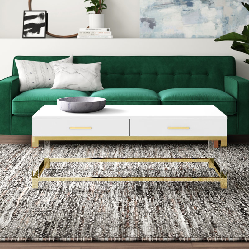 Ungar Coffee Table, White, Gold