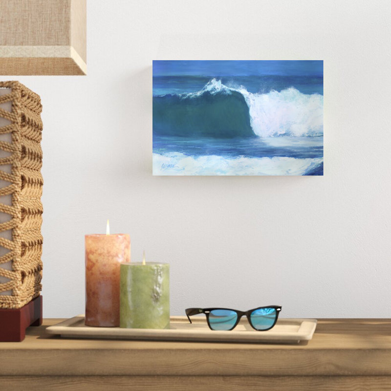 «Blue Barrel» par Suzanne Wilkins - peinture sur toile tendue, H 8 po x l 12 po