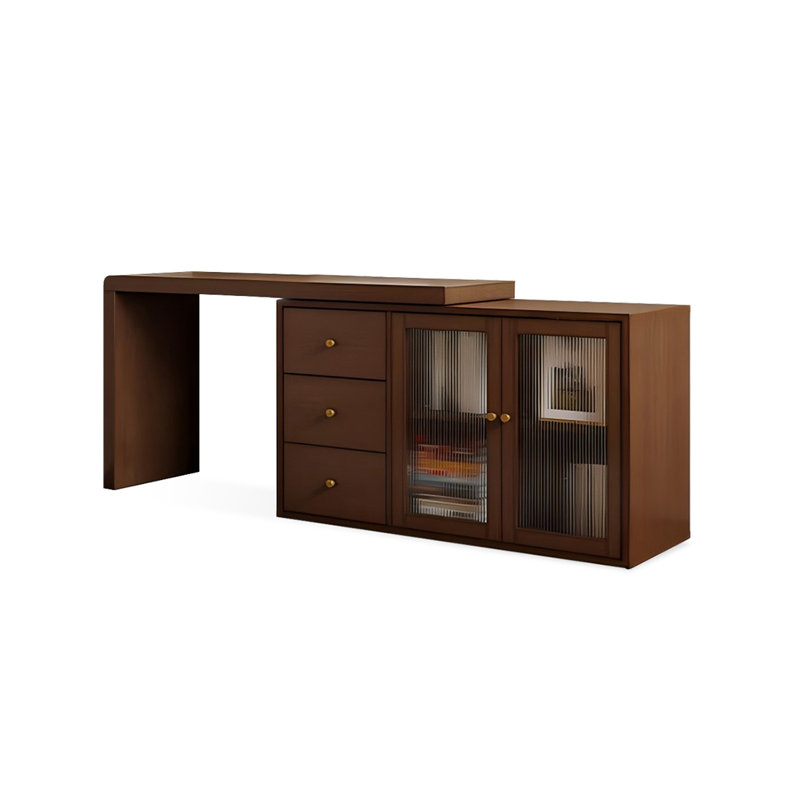 Bureau de direction rectangulaire en bois massif avec tiroirs Walnut, H 29,53 po x l 55,12 po x P 17,72 po