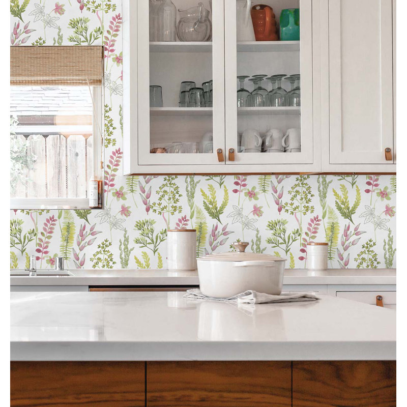 Rouleau de papier peint autocollant L 18 pi x l 20,5 po Ailun, Citronnelle / rose chic