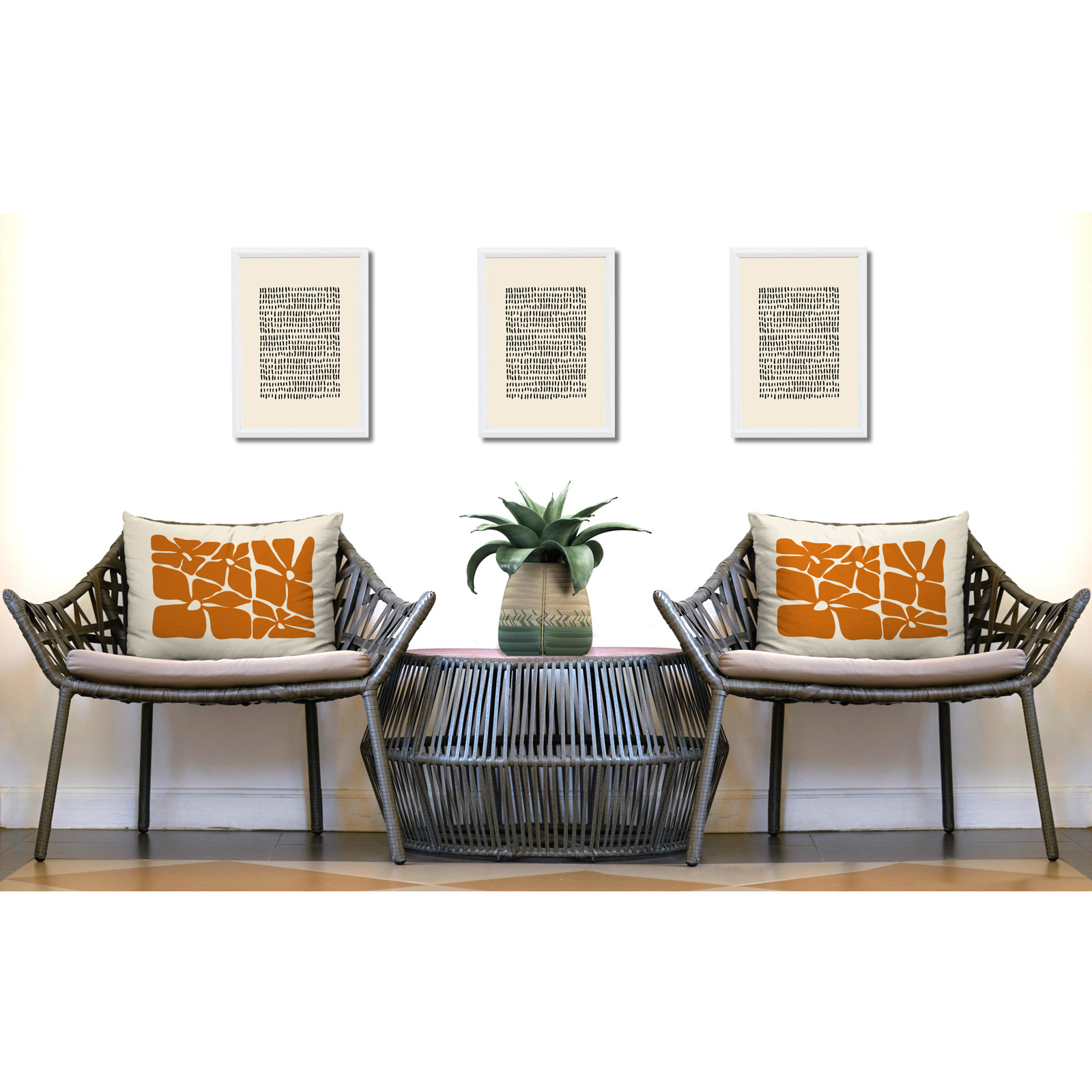 Polyester Lumbar Rectangular Indoor/Outdoor Pillow Cover & Insert, Orange