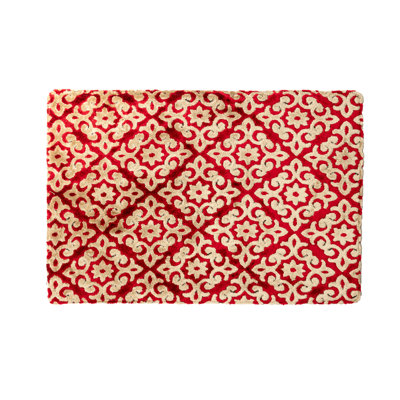 Napperon Mackinzie à motif de losanges luxueux, coupe européenne en velours, avec doublure en fausse soie et bordure épurée