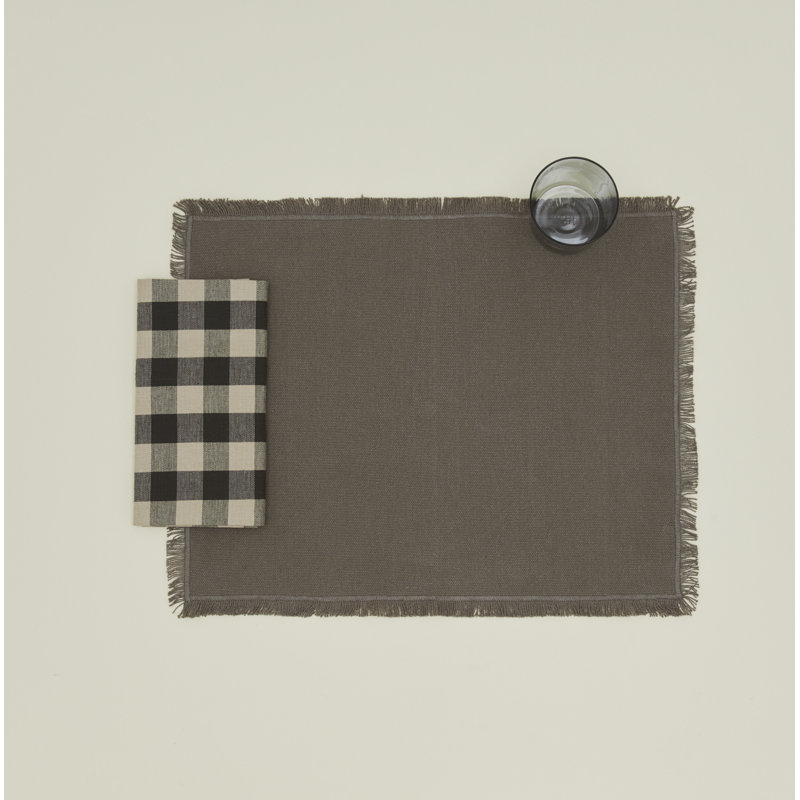 Essential Gingham Dinner Napkins, Black/Light Gray
