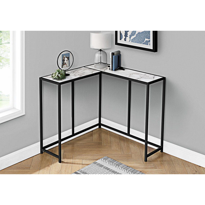 36'' Console Table, Black, White Marble