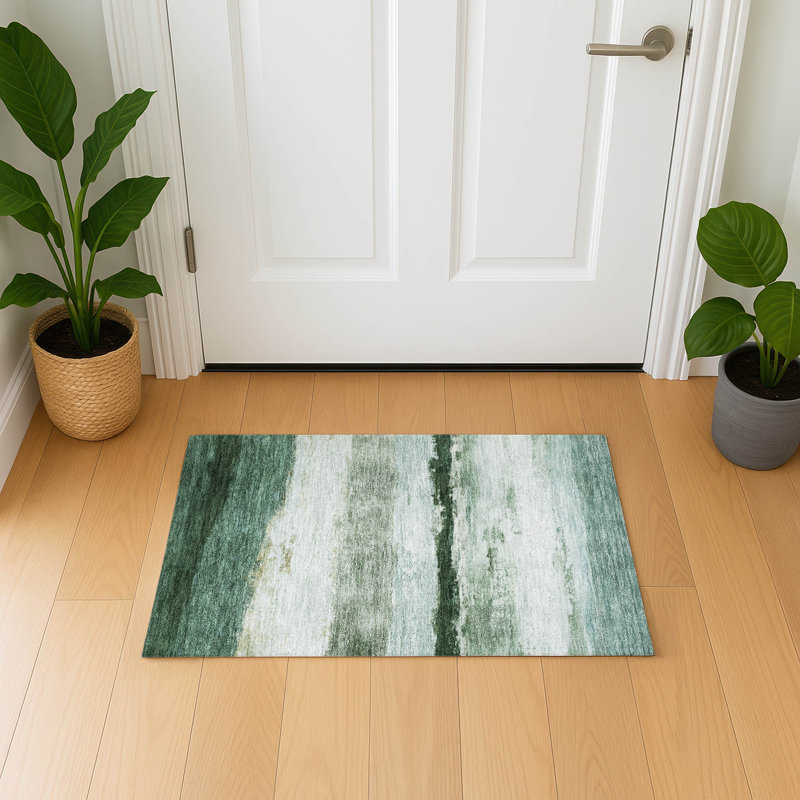 Premium Machine Washable Mayfield Striped Rug, 1'8" x 2'6", Fern