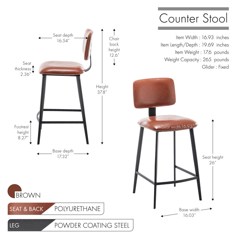 Tabouret de bar Breina, Brun
