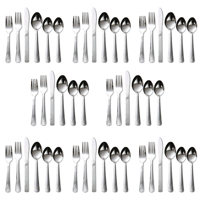 48-Piece Stainless Steel Flatware Set, Service for 8 – Dishwasher-Safe Silverware for Everyday Dining, Family Meals & Entertaining 