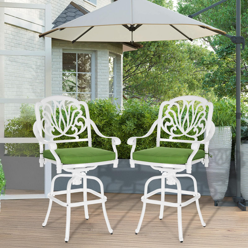 Tabouret de bar 45,8 po avec coussin, Blanc, Vert