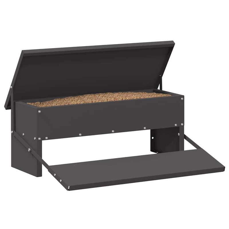  Chicken Treadle Feeder Poultry Farm Supplies Bird Feeding Station Pet, Black