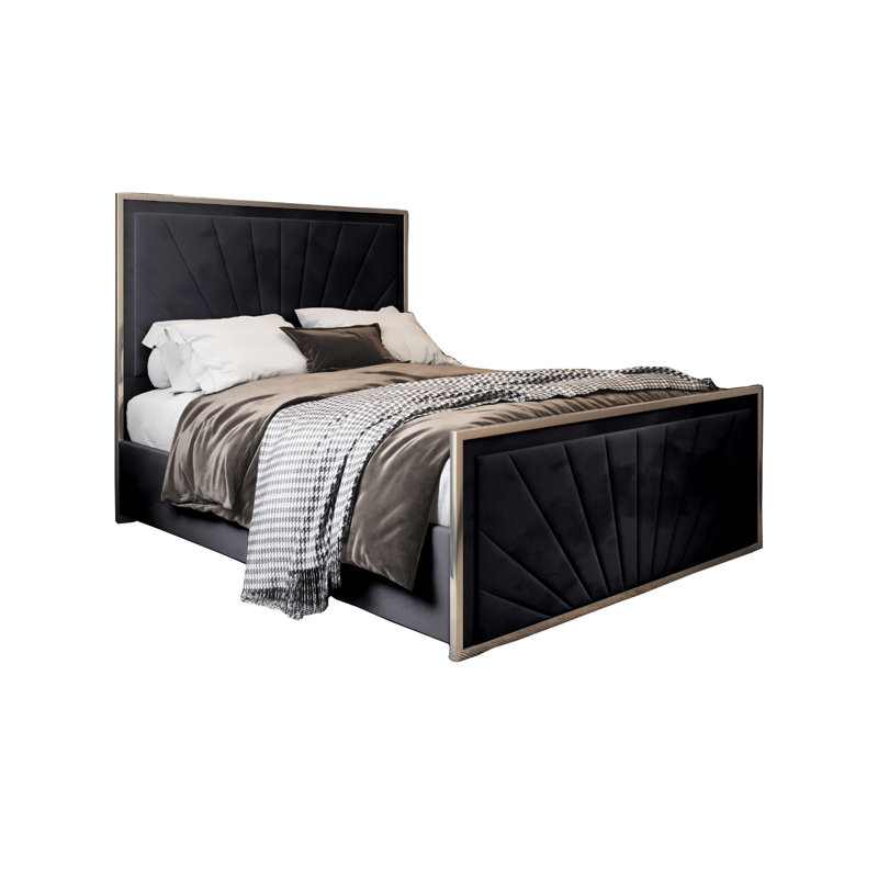 Anterrius Upholstered Bed, Black, Kingsize (5')