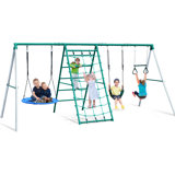 600lbs Swing Sets With Saucer Swing, Trapeze Monkey Bar, Belt Swing, Climbing Rope, Climbing Ladder